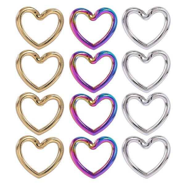 PandaHall 12Pcs 3 Colors 304 Stainless Steel Link Rings, Twisted Heart, Mixed Color, 17x20x2mm, Inner Diameter: 9x15mm, 4pcs/color 304...
PandaHall 12Pcs 3 Colors 304 Stainless Steel Link Rings, Twisted Heart, Mixed Color, 17x20x2mm, Inner Diameter: 9x15mm, 4pcs/color 304...