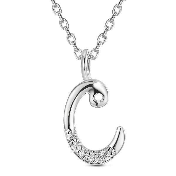 PandaHall SHEGRACE 925 Sterling Silver Initial Pendant Necklaces, with Grade AAA Cubic Zirconia and Cable Chains, Platinum, Letter.C, 15.74..., Clear
PandaHall SHEGRACE 925 Sterling Silver Initial Pendant Necklaces, with Grade AAA Cubic Zirconia and Cable Chains, Platinum, Letter.C, 15.74..., Clear