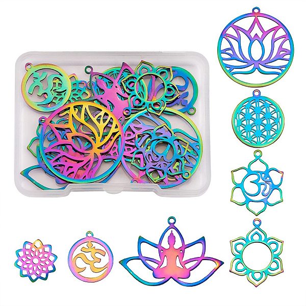 PandaHall 14Pcs 7 Style 201 Stainless Steel Filigree Joiners & Pendants, Mixed Shapes, Rainbow Color, 16~32x16~36.5x1mm, Hole: 1.5~2mm...
PandaHall 14Pcs 7 Style 201 Stainless Steel Filigree Joiners & Pendants, Mixed Shapes, Rainbow Color, 16~32x16~36.5x1mm, Hole: 1.5~2mm...