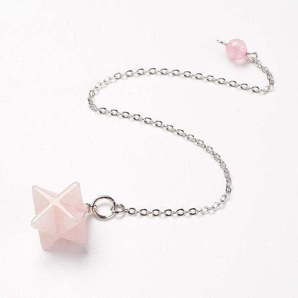 PandaHall Chakra Natural Rose Quartz Dowsing Pendulums, with Brass Chains, Merkaba Star, 215~230mm Rose Quartz Merkaba Star Pink
PandaHall Chakra Natural Rose Quartz Dowsing Pendulums, with Brass Chains, Merkaba Star, 215~230mm Rose Quartz Merkaba Star Pink