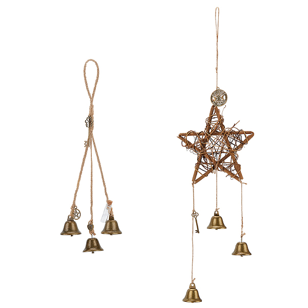 PandaHall AHADERMAKER 2Pcs 2 Style Brass & Iron Witch Bells Wind Chimes Door Hanging Pendant Decoration, for Garden Home Decoration Bell...
PandaHall AHADERMAKER 2Pcs 2 Style Brass & Iron Witch Bells Wind Chimes Door Hanging Pendant Decoration, for Garden Home Decoration Bell...