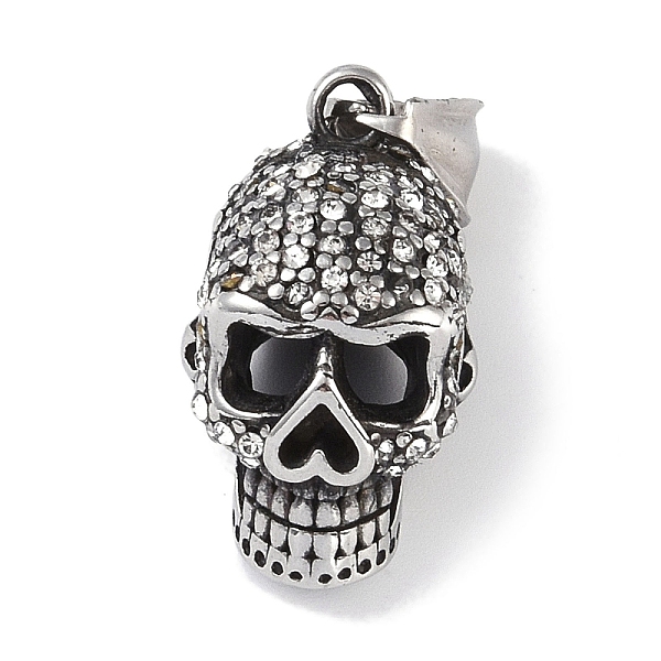 PandaHall 316 Surgical Stainless Steel Pendants, with Rhinestone, Skull Charm, Antique Silver, Crystal, 27x15x16mm, Hole: 8.5x3.5mm..., Clear
PandaHall 316 Surgical Stainless Steel Pendants, with Rhinestone, Skull Charm, Antique Silver, Crystal, 27x15x16mm, Hole: 8.5x3.5mm..., Clear