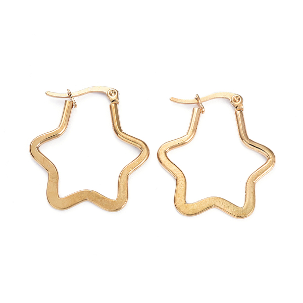 PandaHall 201 Stainless Steel Hoop Earrings, with 304 Stainless Steel Pins, Flat Star, Golden, 29.5x26.5x1.5mm, Pin: 1x0.7mm 304 Stainless...
PandaHall 201 Stainless Steel Hoop Earrings, with 304 Stainless Steel Pins, Flat Star, Golden, 29.5x26.5x1.5mm, Pin: 1x0.7mm 304 Stainless...