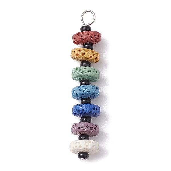 PandaHall Chakra Natural Lava Rock Dyed Beaded Pendants, with Black Glass Seed Beads, Disc Charms, Platinum, 43x8mm, Hole: 2.5mm Lava Rock...
PandaHall Chakra Natural Lava Rock Dyed Beaded Pendants, with Black Glass Seed Beads, Disc Charms, Platinum, 43x8mm, Hole: 2.5mm Lava Rock...