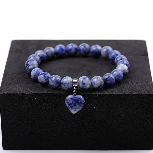 PandaHall Natural Blue Spot Jasper Beaded Stretch Bracelets, with Heart Charms, 7-1/4~7-1/2 inch(18.5~19cm) Blue Spot Jasper Heart
PandaHall Natural Blue Spot Jasper Beaded Stretch Bracelets, with Heart Charms, 7-1/4~7-1/2 inch(18.5~19cm) Blue Spot Jasper Heart