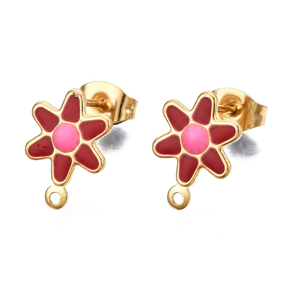 PandaHall 304 Stainless Steel Enamel Stud Earring Findings, with Loop and Ear Nuts/Earring Backs, Flower, FireBrick, 12.5x9mm, Hole: 1mm..., Red
PandaHall 304 Stainless Steel Enamel Stud Earring Findings, with Loop and Ear Nuts/Earring Backs, Flower, FireBrick, 12.5x9mm, Hole: 1mm..., Red