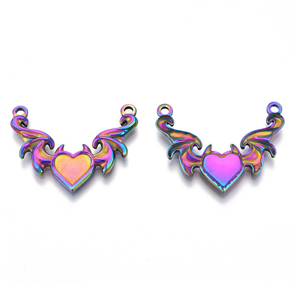 PandaHall 201 Stainless Steel Pendants, Evil Heart with Wing Charm, Rainbow Color, 23.5x30x2.5mm, Hole: 1.8mm 201 Stainless Steel Heart
PandaHall 201 Stainless Steel Pendants, Evil Heart with Wing Charm, Rainbow Color, 23.5x30x2.5mm, Hole: 1.8mm 201 Stainless Steel Heart
