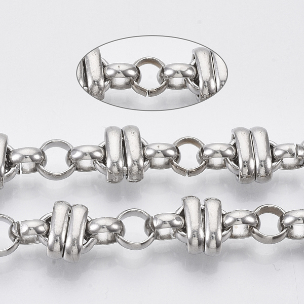 PandaHall 304 Stainless Steel Link Chains, with Spool, Unwelded, Stainless Steel Color, link 1: 11.5x7.5x3mm, link 2: 8x3mm, about 16.4 Feet...
PandaHall 304 Stainless Steel Link Chains, with Spool, Unwelded, Stainless Steel Color, link 1: 11.5x7.5x3mm, link 2: 8x3mm, about 16.4 Feet...
