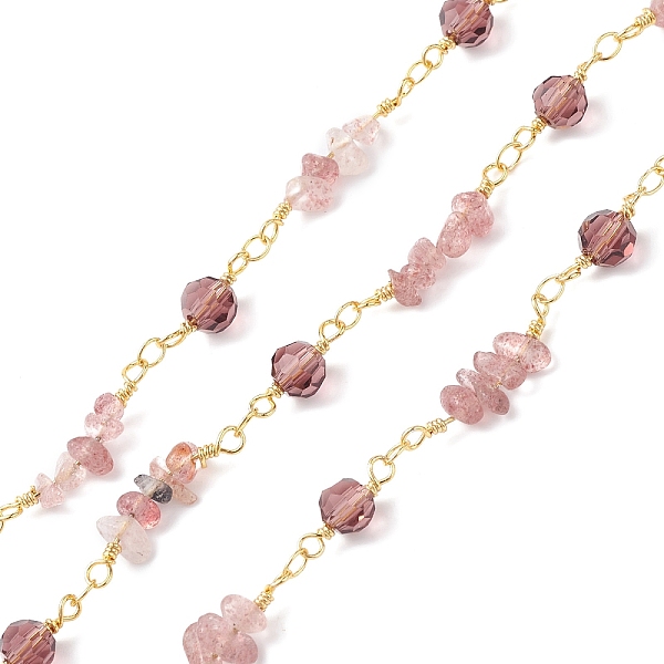 PandaHall Brass Link Chains, with Glass & Strawberry Quartz Beads & Spool, Unwelded, Golden, 6x5mm Brass
PandaHall Brass Link Chains, with Glass & Strawberry Quartz Beads & Spool, Unwelded, Golden, 6x5mm Brass