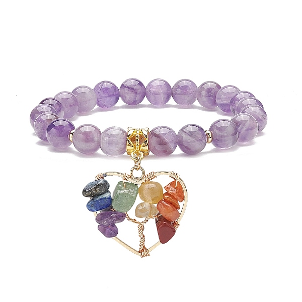 PandaHall Natural Amethyst Stretch Bracelet, Yoga Chakra Mixed Gemstone Chips Heart with Tree Charms Bracelet for Women, Inner Diameter...
PandaHall Natural Amethyst Stretch Bracelet, Yoga Chakra Mixed Gemstone Chips Heart with Tree Charms Bracelet for Women, Inner Diameter...