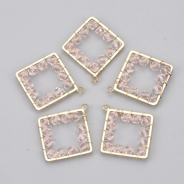 PandaHall Glass Pendants, with Brass Findings, Faceted, Rhombus, Golden, Pink, 30x27x4mm, Hole: 1.6mm, Side Length: 24mm Brass+Glass Rhombus...
PandaHall Glass Pendants, with Brass Findings, Faceted, Rhombus, Golden, Pink, 30x27x4mm, Hole: 1.6mm, Side Length: 24mm Brass+Glass Rhombus...