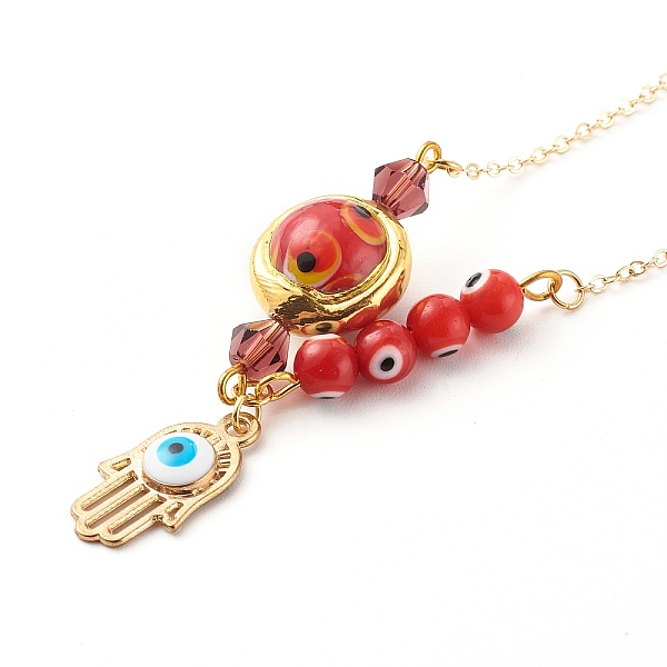 PandaHall Alloy Enamel Hamsa Hand with Evil Eye Pendant Necklaces, with Lampwork Beads and Brass Cable Chains, Golden, Dark Red, 17.91 inch...
PandaHall Alloy Enamel Hamsa Hand with Evil Eye Pendant Necklaces, with Lampwork Beads and Brass Cable Chains, Golden, Dark Red, 17.91 inch...