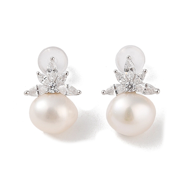PandaHall Sterling Silver Stud Earrings, with Natural Pearl and Cubic Zirconia, Jewely for Women, Flower, 14x10.5mm Sterling Silver Flower
PandaHall Sterling Silver Stud Earrings, with Natural Pearl and Cubic Zirconia, Jewely for Women, Flower, 14x10.5mm Sterling Silver Flower