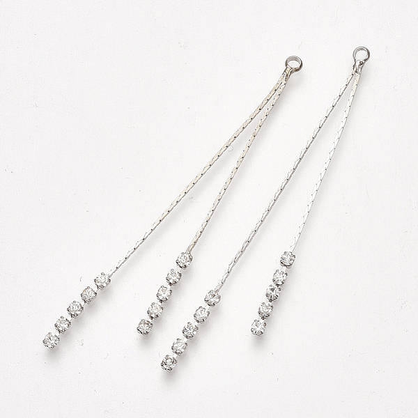 PandaHall Brass Chain Tassel Big Pendants, for DIY Jewelry Making, with Cubic Zirconia, Clear, Real Platinum Plated, 61x2x2mm, Hole: 1mm...
PandaHall Brass Chain Tassel Big Pendants, for DIY Jewelry Making, with Cubic Zirconia, Clear, Real Platinum Plated, 61x2x2mm, Hole: 1mm...