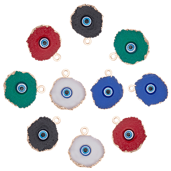 PandaHall Druzy Resin Pendants, with Edge Light Gold Plated Iron Loops, Flat Round with Evil Eye, Mixed Color, 20~23x17~18x5mm, Hole: 1.8mm..., Multicolor
PandaHall Druzy Resin Pendants, with Edge Light Gold Plated Iron Loops, Flat Round with Evil Eye, Mixed Color, 20~23x17~18x5mm, Hole: 1.8mm..., Multicolor