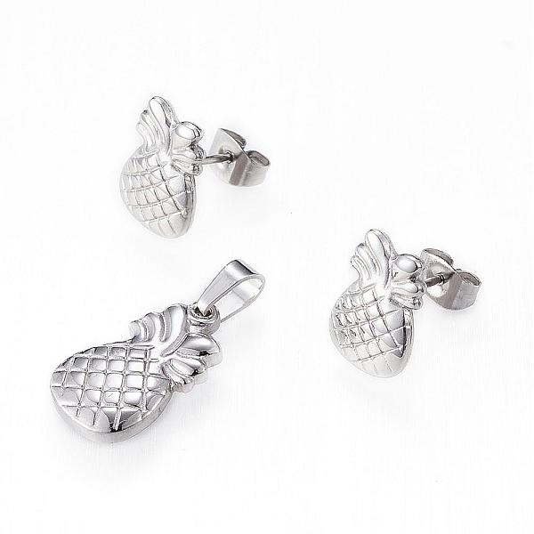 PandaHall 304 Stainless Steel Jewelry Sets, Pendants and Ear Studs, Pineapple, Stainless Steel Color, 18x11x3.5mm, Hole: 6x3mm, 13.5x9x2mm...
PandaHall 304 Stainless Steel Jewelry Sets, Pendants and Ear Studs, Pineapple, Stainless Steel Color, 18x11x3.5mm, Hole: 6x3mm, 13.5x9x2mm...