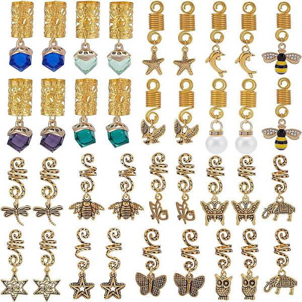 PandaHall Aluminum Hair Braid Dreadlock Beads Set, Hair Coil Cuffs, with Alloy & Glass & Acrylic Pearl Pendants, Mixed Shaped, Mixed Color..., Multicolor
PandaHall Aluminum Hair Braid Dreadlock Beads Set, Hair Coil Cuffs, with Alloy & Glass & Acrylic Pearl Pendants, Mixed Shaped, Mixed Color..., Multicolor