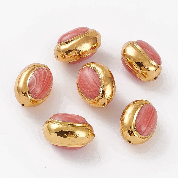 PandaHall Synthetic Rhodochrosite Beads, with Golden Brass Edge, Oval, Dyed, 24~27x17.1~18.5x15~17.2mm, Hole: 1~1.2mm Rhodochrosite Oval
PandaHall Synthetic Rhodochrosite Beads, with Golden Brass Edge, Oval, Dyed, 24~27x17.1~18.5x15~17.2mm, Hole: 1~1.2mm Rhodochrosite Oval