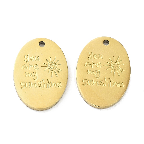PandaHall Ion Plating(IP) 316L Surgical Stainless Steel Pendants, Oval with Word You are My Sunshine, Real 18K Gold Plated, 17.5x12.5x1.5mm...
PandaHall Ion Plating(IP) 316L Surgical Stainless Steel Pendants, Oval with Word You are My Sunshine, Real 18K Gold Plated, 17.5x12.5x1.5mm...