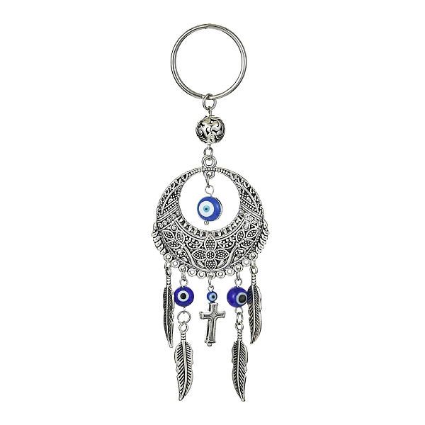 PandaHall Handmade Lampwork Evil Eye Pendant Keychain, with 304 Stainless Steel Split Key Rings & Alloy Findings, Flat Round with Feather...
PandaHall Handmade Lampwork Evil Eye Pendant Keychain, with 304 Stainless Steel Split Key Rings & Alloy Findings, Flat Round with Feather...