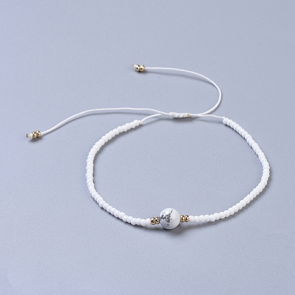 PandaHall Nylon Thread Braided Beads Bracelets, with Seed Beads and Natural Howlite, 1-3/4 inch~3-1/8 inch(4.5~8cm) Howlite
PandaHall Nylon Thread Braided Beads Bracelets, with Seed Beads and Natural Howlite, 1-3/4 inch~3-1/8 inch(4.5~8cm) Howlite