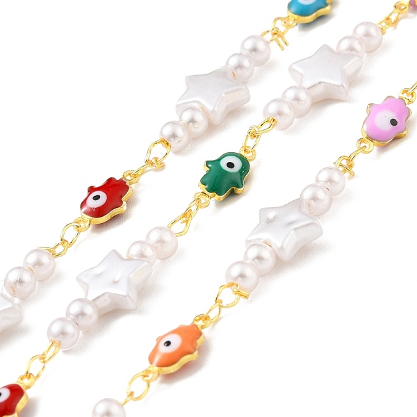 PandaHall Handmade Brass Enamel Hamsa Hand with Evil Eye Link Chains, with Round & Star CCB Plastic Peal Beads, Long-Lasting Plated...
PandaHall Handmade Brass Enamel Hamsa Hand with Evil Eye Link Chains, with Round & Star CCB Plastic Peal Beads, Long-Lasting Plated...