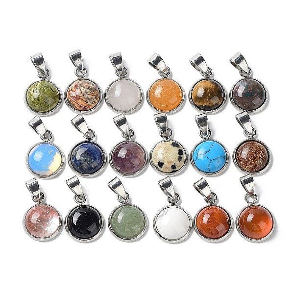 PandaHall Natural & Synthetic Mixed Stone Pendants, Half Round/Dome Charms with Stainless Steel Color Plated 304 Stainless Steel Frame...
PandaHall Natural & Synthetic Mixed Stone Pendants, Half Round/Dome Charms with Stainless Steel Color Plated 304 Stainless Steel Frame...