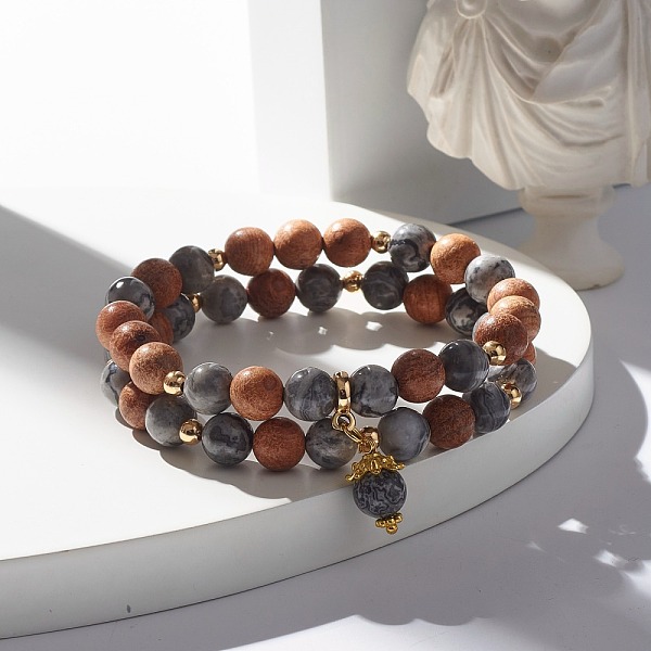 PandaHall Natural Picasso Jasper & Wood Round Beads Stretch Bracelets Set, Yoga Prayer Jewelry for Her, Golden, Inner Diameter: 2-1/8 inch...
PandaHall Natural Picasso Jasper & Wood Round Beads Stretch Bracelets Set, Yoga Prayer Jewelry for Her, Golden, Inner Diameter: 2-1/8 inch...