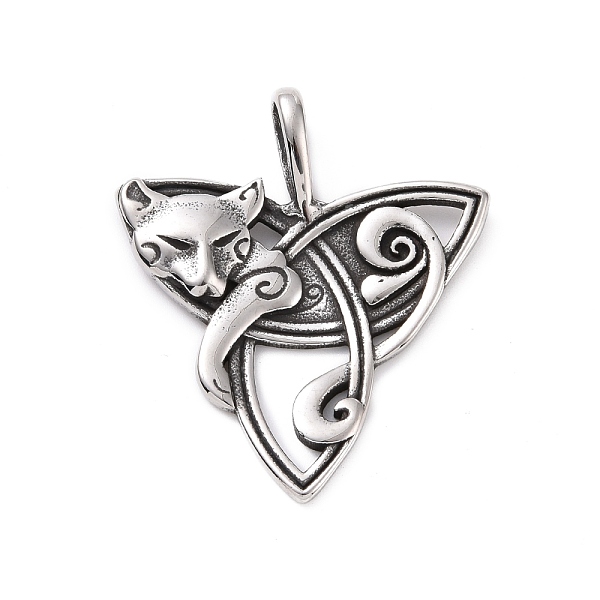 PandaHall 304 Stainless Steel Pendants, Trinity Knot with Fox, Antique Silver, 48x41.5x3mm, Hole: 5x10mm Stainless Steel Fox
PandaHall 304 Stainless Steel Pendants, Trinity Knot with Fox, Antique Silver, 48x41.5x3mm, Hole: 5x10mm Stainless Steel Fox