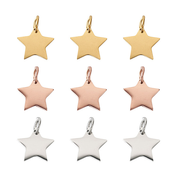 PandaHall Kissitty 30Pcs 3 Colors 304 Stainless Steel Charms, Star, Mixed Color, 11x12x1.1mm, Hole: 4mm, 10pcs/color 304 Stainless Steel...
PandaHall Kissitty 30Pcs 3 Colors 304 Stainless Steel Charms, Star, Mixed Color, 11x12x1.1mm, Hole: 4mm, 10pcs/color 304 Stainless Steel...