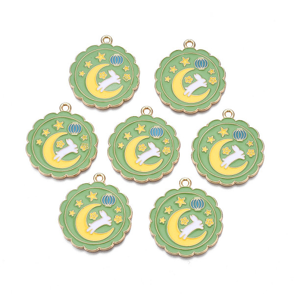 PandaHall Alloy Enamel Pendants, Cadmium Free & Nickel Free & Lead Free, Light Gold, Flower with Rabbit & Moon, Medium Sea Green, 30x27x1mm...
PandaHall Alloy Enamel Pendants, Cadmium Free & Nickel Free & Lead Free, Light Gold, Flower with Rabbit & Moon, Medium Sea Green, 30x27x1mm...