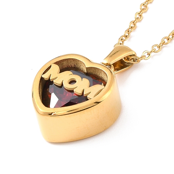 PandaHall Mom Necklace for Birthday Mother's Day Gift, Heart Cubic Zirconia Pendant Necklace, 304 Stainless Steel Necklace, Golden, Dark Red...
PandaHall Mom Necklace for Birthday Mother's Day Gift, Heart Cubic Zirconia Pendant Necklace, 304 Stainless Steel Necklace, Golden, Dark Red...