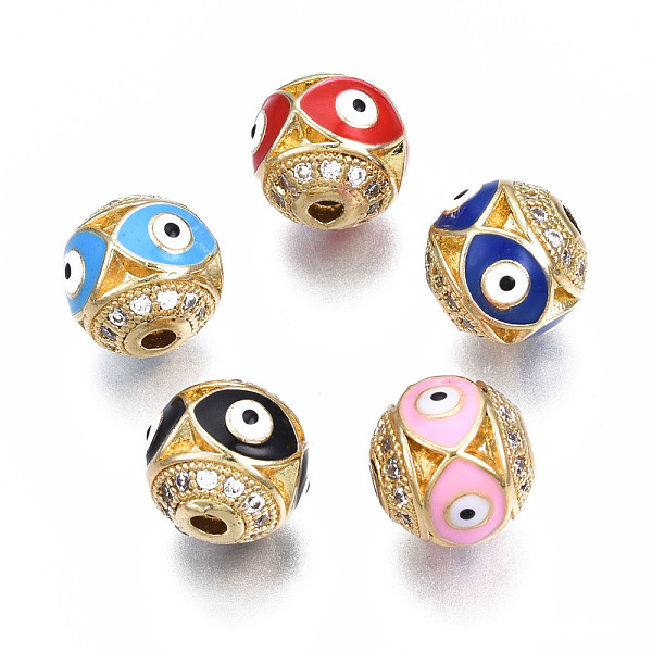 PandaHall Brass Micro Pave Cubic Zirconia Beads, with Enamel, Real 18K Gold Plated, Round with Evil Eye, Nickel Free, Mixed Color..., Multicolor
PandaHall Brass Micro Pave Cubic Zirconia Beads, with Enamel, Real 18K Gold Plated, Round with Evil Eye, Nickel Free, Mixed Color..., Multicolor