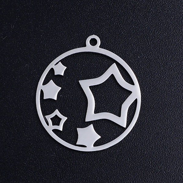 PandaHall 201 Stainless Steel Pendants, Circle with Star, Stainless Steel Color, 22.5x20x1mm, Hole: 1.5mm 201 Stainless Steel Star
PandaHall 201 Stainless Steel Pendants, Circle with Star, Stainless Steel Color, 22.5x20x1mm, Hole: 1.5mm 201 Stainless Steel Star