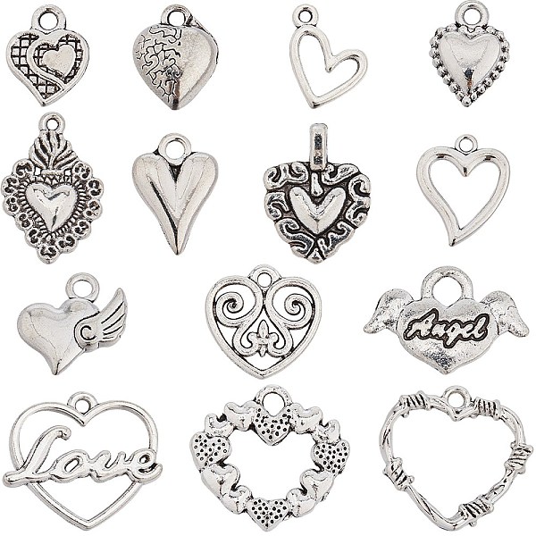 PandaHall SUNNYCLUE 84PCS 14Style Tibetan Style Alloy Pendants, Heart, Antique Silver, 12~24x9.5~25x2~5mm, Hole: 1.2~3mm Alloy Heart
PandaHall SUNNYCLUE 84PCS 14Style Tibetan Style Alloy Pendants, Heart, Antique Silver, 12~24x9.5~25x2~5mm, Hole: 1.2~3mm Alloy Heart