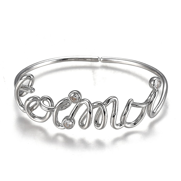 PandaHall Brass Micro Pave Clear Cubic Zirconia Cuff Bangles, Cadmium Free & Lead Free, Word, Platinum, Inner Diameter: 1-7/8x2-1/4 inch...
PandaHall Brass Micro Pave Clear Cubic Zirconia Cuff Bangles, Cadmium Free & Lead Free, Word, Platinum, Inner Diameter: 1-7/8x2-1/4 inch...