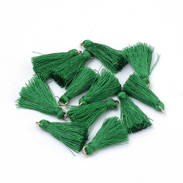PandaHall Polyester Tassel Decorations, with Unwelded Iron Jump Rings, Golden, Green, 26mm, Hole: 4mm Polyester Green
PandaHall Polyester Tassel Decorations, with Unwelded Iron Jump Rings, Golden, Green, 26mm, Hole: 4mm Polyester Green
