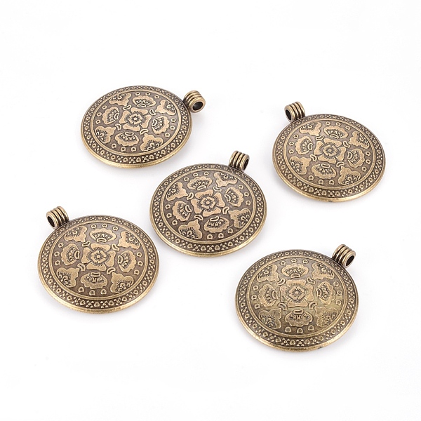 PandaHall Tibetan Style Flat Round with Flower Alloy Big Pendants, Lead Free & Nickel Free & Cadmium Free, Antique Bronze, 54x46.5x2.5mm...
PandaHall Tibetan Style Flat Round with Flower Alloy Big Pendants, Lead Free & Nickel Free & Cadmium Free, Antique Bronze, 54x46.5x2.5mm...