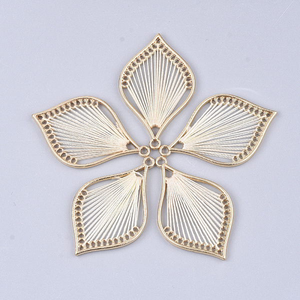 PandaHall Cotton Thread Woven Pendants, with Alloy Findings, Leaf, Golden, Cornsilk, 43x26.5x2mm, Hole: 1.8mm Cotton Leaf Gold
PandaHall Cotton Thread Woven Pendants, with Alloy Findings, Leaf, Golden, Cornsilk, 43x26.5x2mm, Hole: 1.8mm Cotton Leaf Gold