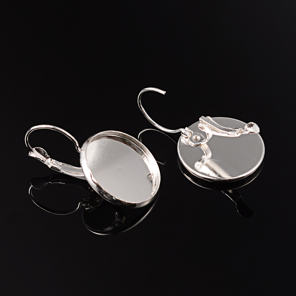 PandaHall Brass Leverback Earring Findings, Nickel Free, Silver Color Plated, 32x20mm, Tray: 18mm inner diameter Brass
PandaHall Brass Leverback Earring Findings, Nickel Free, Silver Color Plated, 32x20mm, Tray: 18mm inner diameter Brass