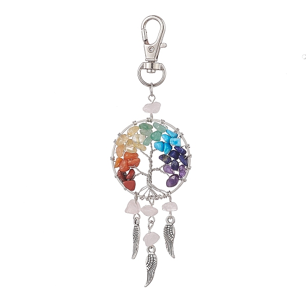 PandaHall Woven Net/Web with Wing Pendant Decorations, with Gemstone Chips and Alloy Swivel Lobster Claw Clasps, Flat Round with Tree of..., Multicolor
PandaHall Woven Net/Web with Wing Pendant Decorations, with Gemstone Chips and Alloy Swivel Lobster Claw Clasps, Flat Round with Tree of..., Multicolor