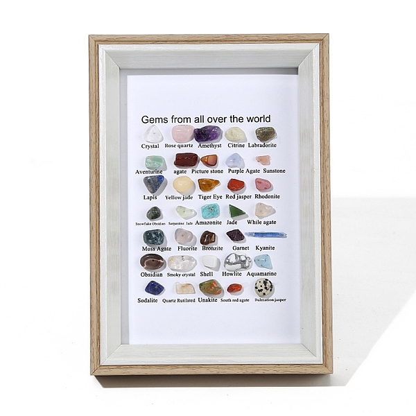 PandaHall Natural Gemstones Nuggets Collections, Photo Frame Display Decoration, for Earth Science Teaching, 175x125x30mm, Gemstone...
PandaHall Natural Gemstones Nuggets Collections, Photo Frame Display Decoration, for Earth Science Teaching, 175x125x30mm, Gemstone...