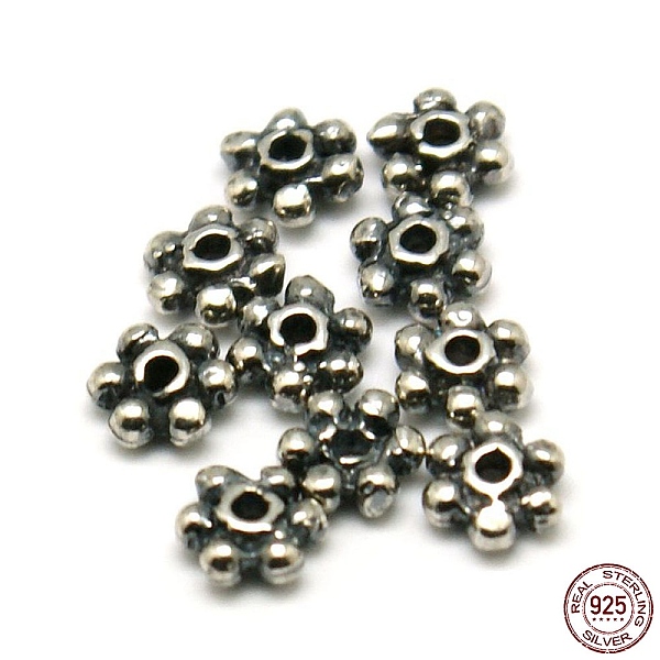 PandaHall 925 Sterling Silver Daisy Spacer Beads, Flowerr, Antique Silver, 3x3x1mm, Hole: 0.5mm Sterling Silver Flower
PandaHall 925 Sterling Silver Daisy Spacer Beads, Flowerr, Antique Silver, 3x3x1mm, Hole: 0.5mm Sterling Silver Flower