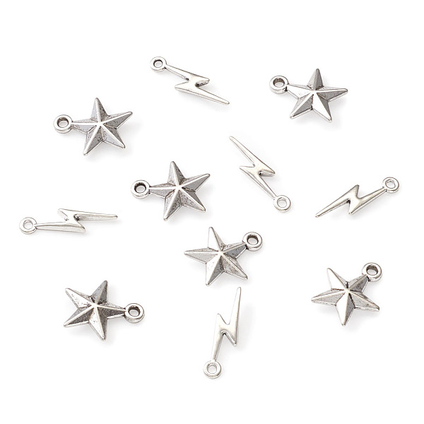 PandaHall Tibetan Style Alloy Pendants, Star and Lightning Bolt, Antique Silver, 100pcs/set Alloy Mixed Shapes
PandaHall Tibetan Style Alloy Pendants, Star and Lightning Bolt, Antique Silver, 100pcs/set Alloy Mixed Shapes