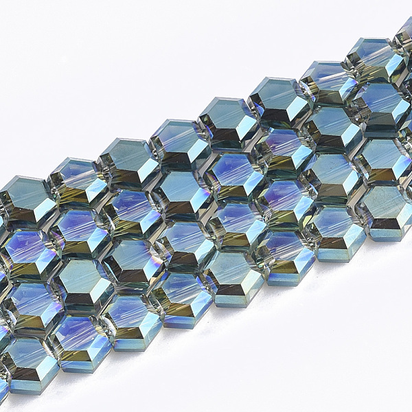 PandaHall Electroplate Glass Beads Strands, Faceted, Hexagon, Medium Turquoise, 5x6x4mm, Hole: 1mm, about 100pcs/strand, 20.4 inch Glass..., Cyan
PandaHall Electroplate Glass Beads Strands, Faceted, Hexagon, Medium Turquoise, 5x6x4mm, Hole: 1mm, about 100pcs/strand, 20.4 inch Glass..., Cyan