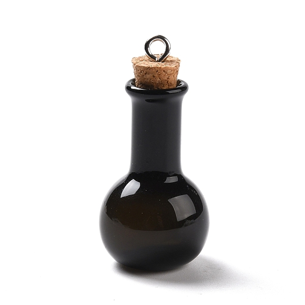 PandaHall Glass Pendants, with Wood Bottle Stopper and Platinum Alloy Loops, Bulb Shaped, Black, 34x18mm, Hole: 2mm Alloy+Glass Bottle Black
PandaHall Glass Pendants, with Wood Bottle Stopper and Platinum Alloy Loops, Bulb Shaped, Black, 34x18mm, Hole: 2mm Alloy+Glass Bottle Black