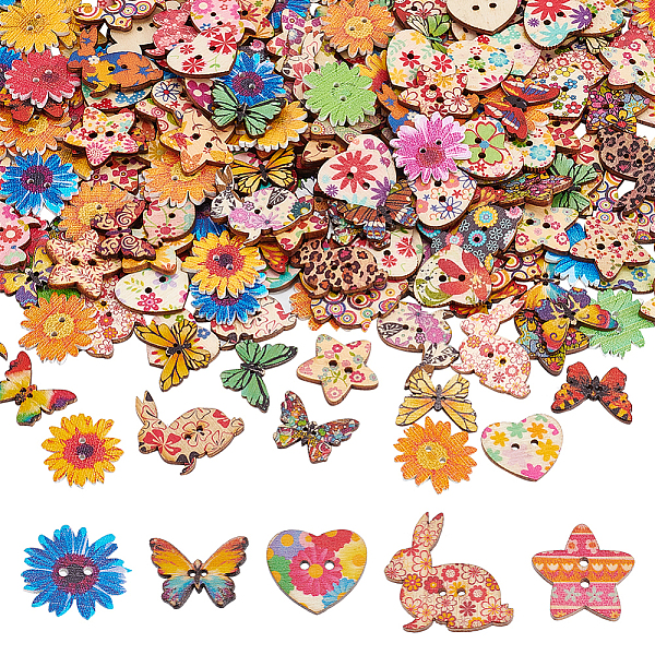PandaHall 5 Style 2-Hole Printed Wooden Buttons Sets, for Sewing Crafting, Star/Heart/Rabbit/Butterfly/Flower, Mixed Color..., Multicolor
PandaHall 5 Style 2-Hole Printed Wooden Buttons Sets, for Sewing Crafting, Star/Heart/Rabbit/Butterfly/Flower, Mixed Color..., Multicolor