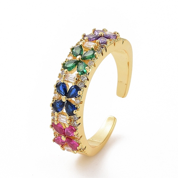 PandaHall Colorful Cubic Zirconia Flower Open Cuff Rings, Brass Jewelry for Women, Golden, US Size 7 1/4(17.5mm) Brass+Cubic Zirconia
PandaHall Colorful Cubic Zirconia Flower Open Cuff Rings, Brass Jewelry for Women, Golden, US Size 7 1/4(17.5mm) Brass+Cubic Zirconia