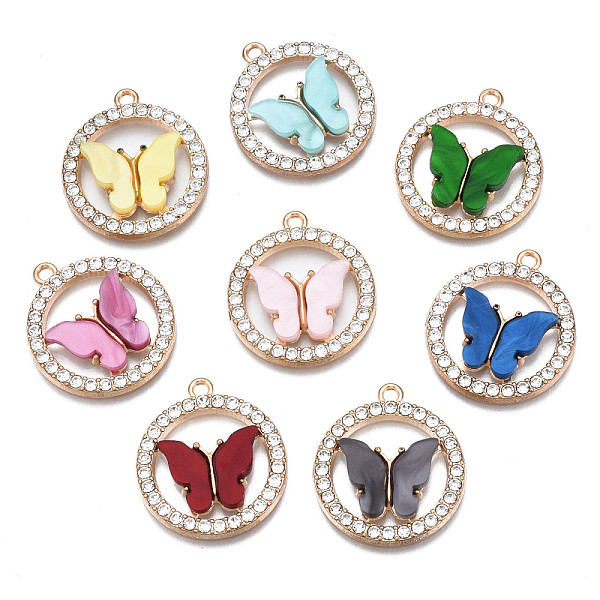 PandaHall Alloy Rhinestone Pendants, with Acrylic, Cadmium Free & Lead Free, Ring with Butterfly, Light Gold, Mixed Color, 24.5x22x3.5mm..., Multicolor
PandaHall Alloy Rhinestone Pendants, with Acrylic, Cadmium Free & Lead Free, Ring with Butterfly, Light Gold, Mixed Color, 24.5x22x3.5mm..., Multicolor