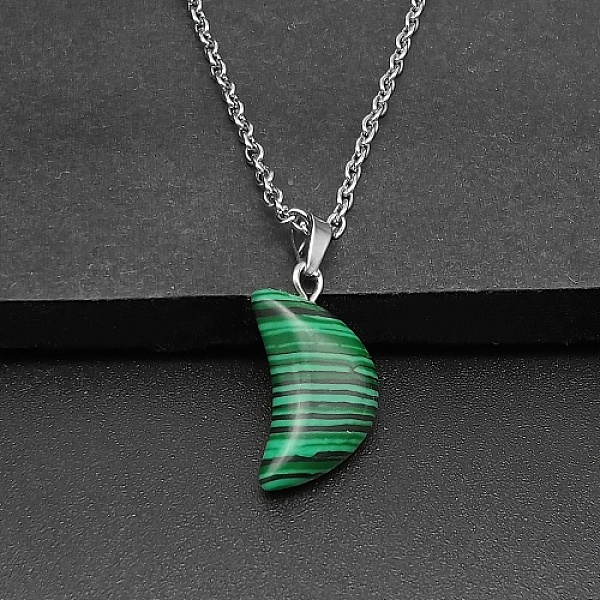 PandaHall Moon Natural Malachite Pendant Necklaces, with Platinum Alloy Cable Chains, 19.69 inch(50cm) Malachite Moon
PandaHall Moon Natural Malachite Pendant Necklaces, with Platinum Alloy Cable Chains, 19.69 inch(50cm) Malachite Moon